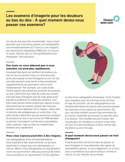 Fiche d'information patient Choosing Wisely