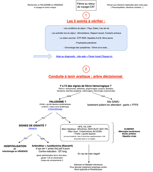 Fièvre au retour de voyage - Arbre décisionnel