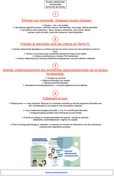 Douleur abdominale fonctionnelle récurrente de l'enfant